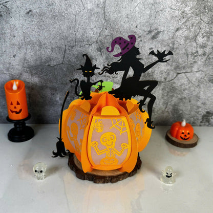 Pumpkin Witch - 3D Halloween Paper Lantern File - Cricut File  - VEKTOR KRAFT