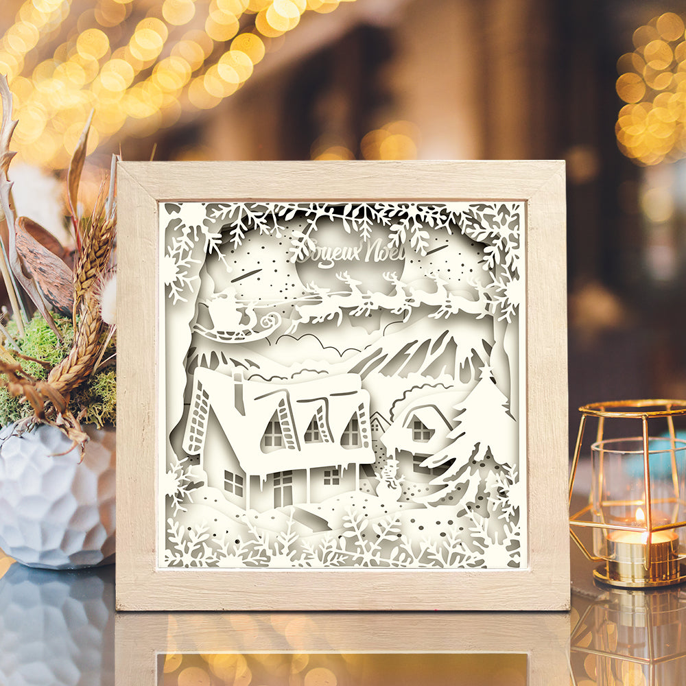 Joyeux Noel 6 Square – 3D Lightbox SVG File for Cricut & Silhouette