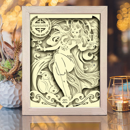 Zodiac Aquarius – 3D Lightbox SVG File for Cricut & Silhouette