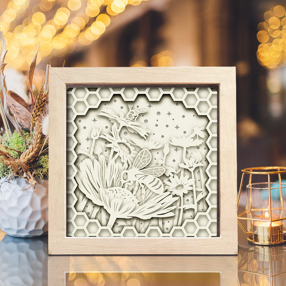 Honey Bee – 3D Lightbox SVG File for Cricut & Silhouette