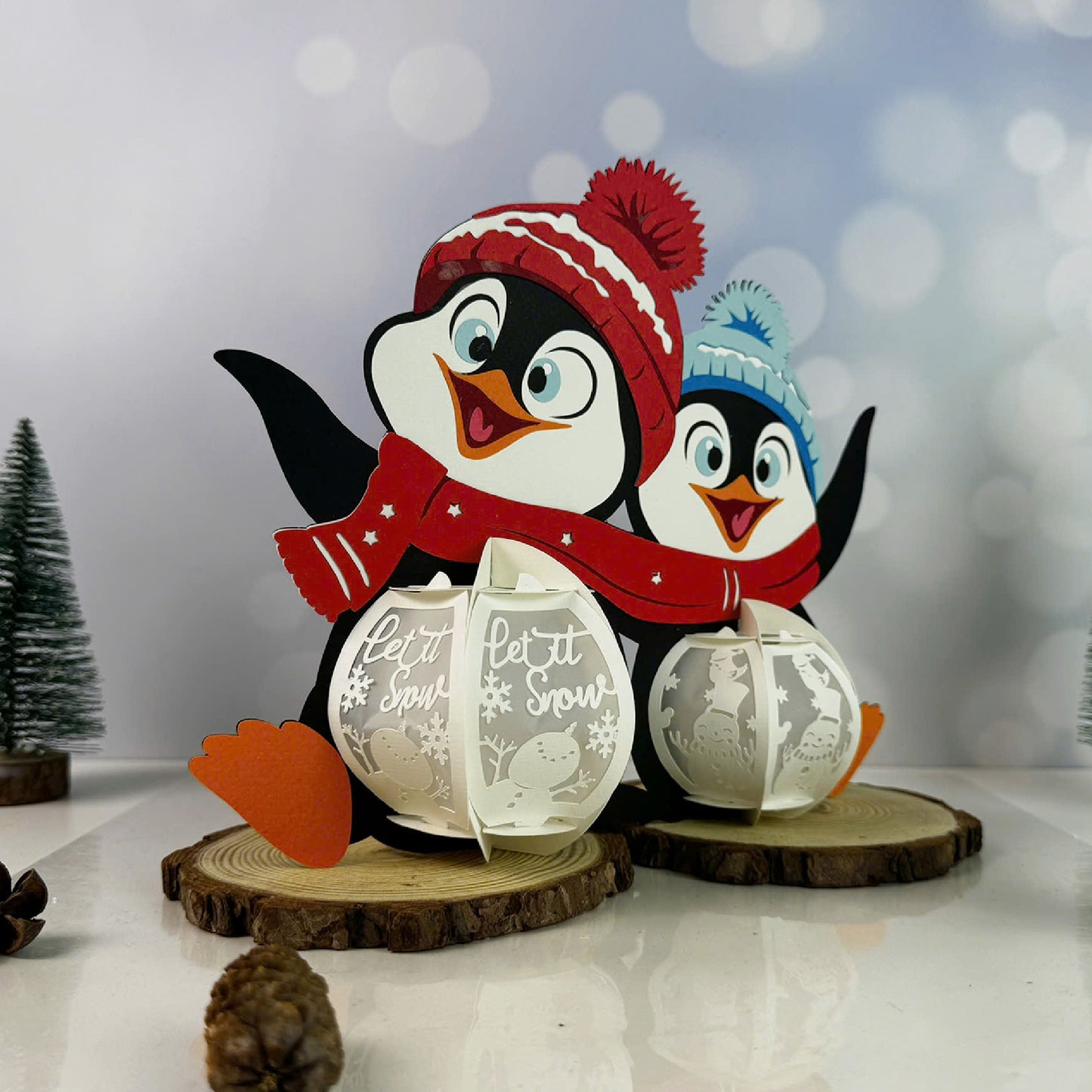 Penguin 1 - 3D Christmas Lantern File - Cricut File  - VEKTOR KRAFT