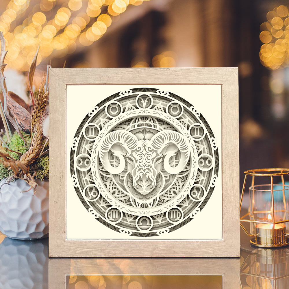 Aries Mandala – 3D Lightbox SVG File for Cricut & Silhouette