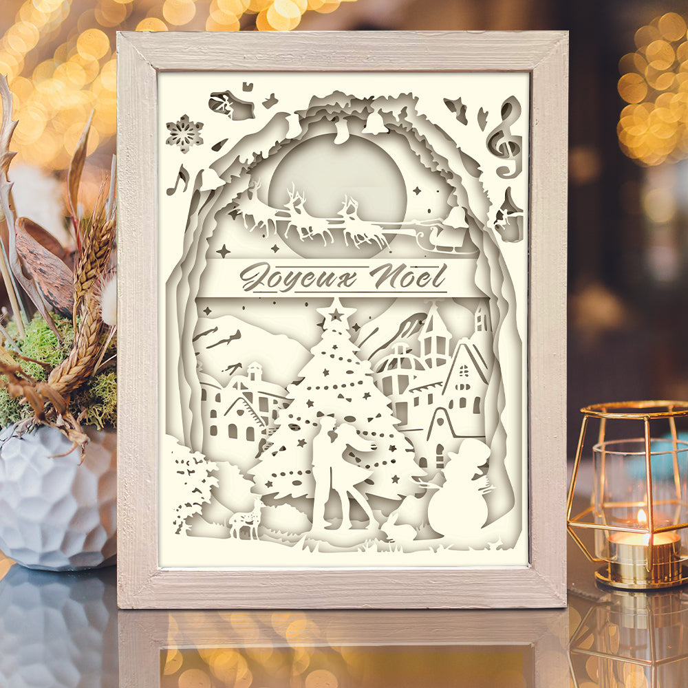 Joyeux Noel 2 – 3D Lightbox SVG File for Cricut & Silhouette