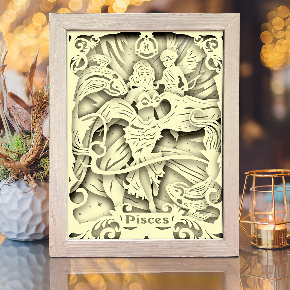 Zodiac Pisces – 3D Lightbox SVG File for Cricut & Silhouette