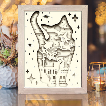 Cat And Witch – 3D Lightbox SVG File for Cricut & Silhouette