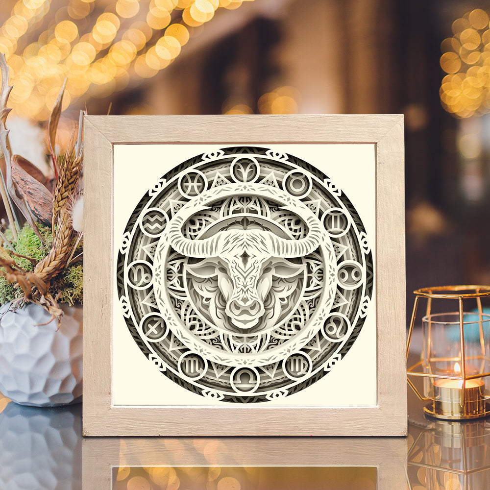 Taurus Mandala – 3D Lightbox SVG File for Cricut & Silhouette