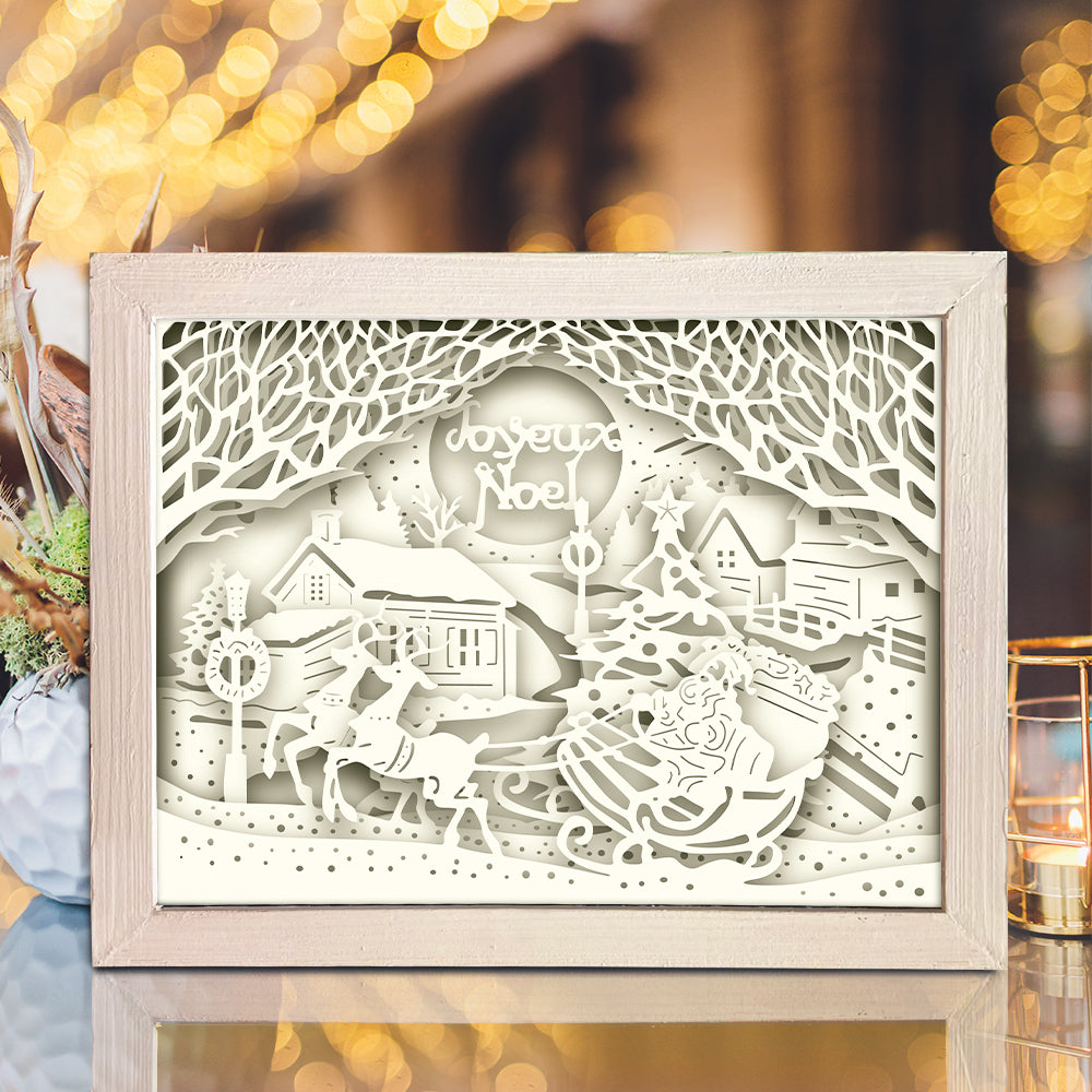 Joyeux Noel 8 – 3D Lightbox SVG File for Cricut & Silhouette