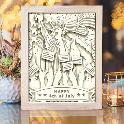 Happy 4th Of July 1 - 3D Special Occasions Papercut Lightbox File - Cricut File - VEKTOR KRAFT
