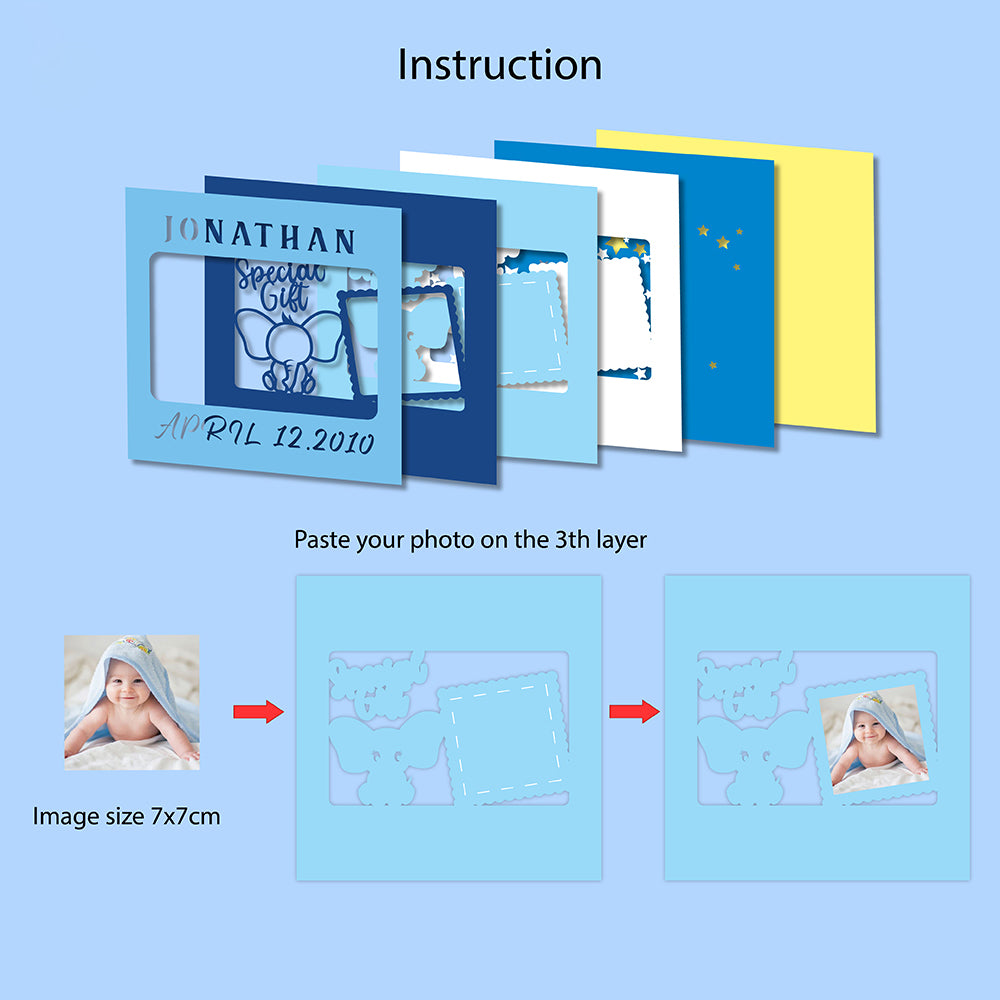 Customizable Baby Starts Boy – 3D Lightbox SVG File for Cricut & Silhouette