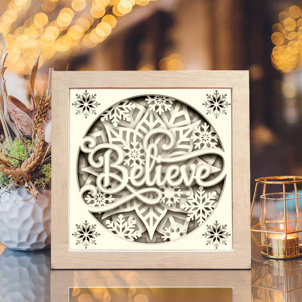 Christmas Believe – 3D Shadow Box SVG File for Cricut & Silhouette