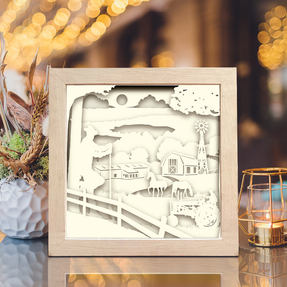 American Farm Square – 3D Lightbox SVG File for Cricut & Silhouette
