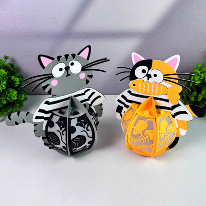 Pack 2 Cute Cat 2 - 3D Animal Paper Lantern File  - Cricut File  - VEKTOR KRAFT