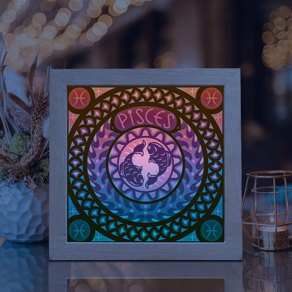 Pisces – 3D Lightbox SVG File for Cricut & Silhouette