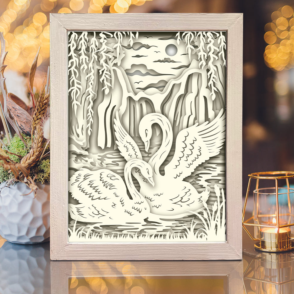 Swan – 3D Lightbox SVG File for Cricut & Silhouette