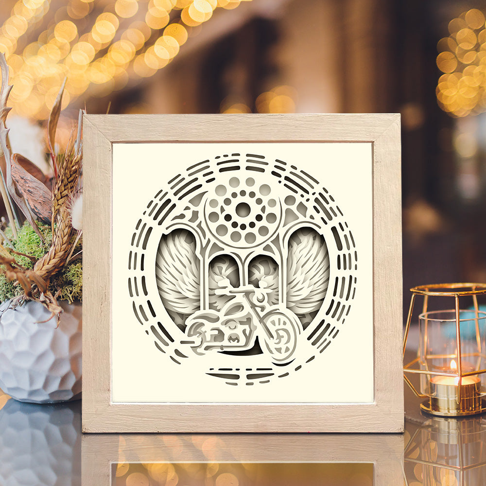 Motorcycle – 3D Lightbox SVG File for Cricut & Silhouette