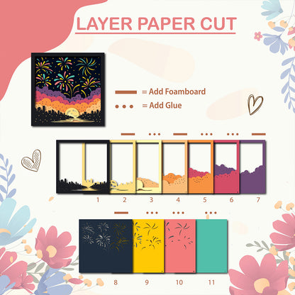Fireworks – 3D Shadow Box SVG File for Cricut & Silhouette