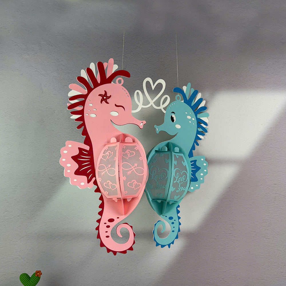Seahorse Couple – 3D Lantern SVG File for Cricut & Silhouette