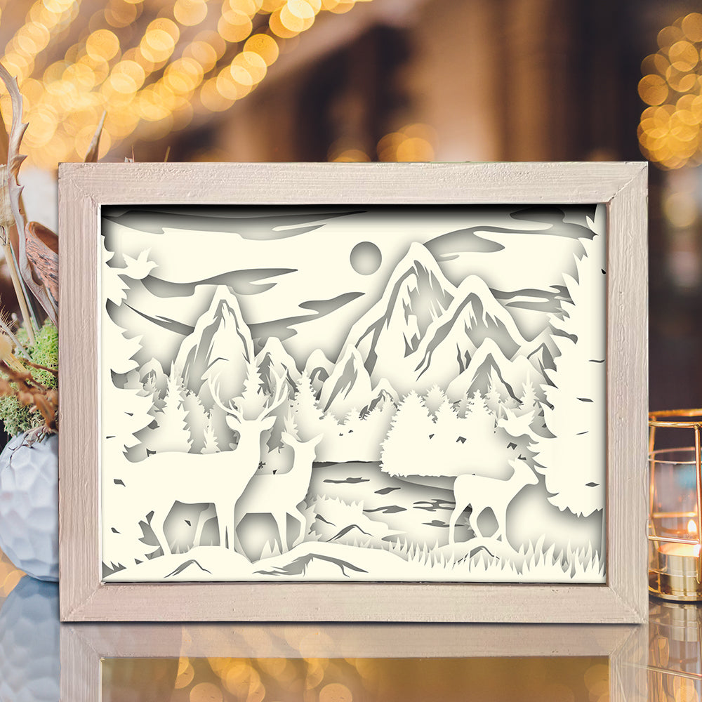 Deer In The Forest 2 – 3D Lightbox SVG File for Cricut & Silhouette