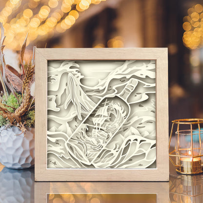 Sailing Ship In Bottle – 3D Lightbox SVG File for Cricut & Silhouette