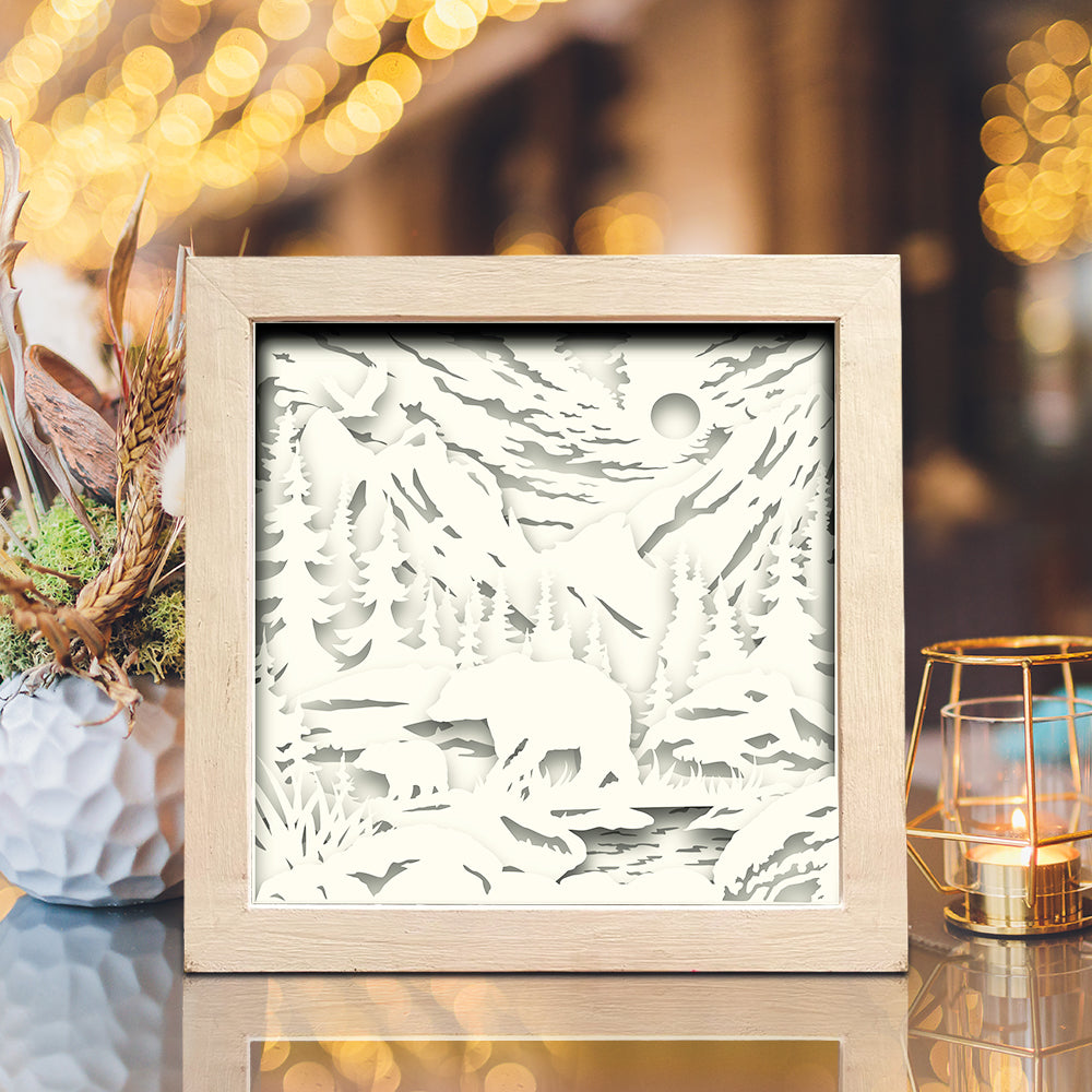Bear In The Forest – 3D Lightbox SVG File for Cricut & Silhouette