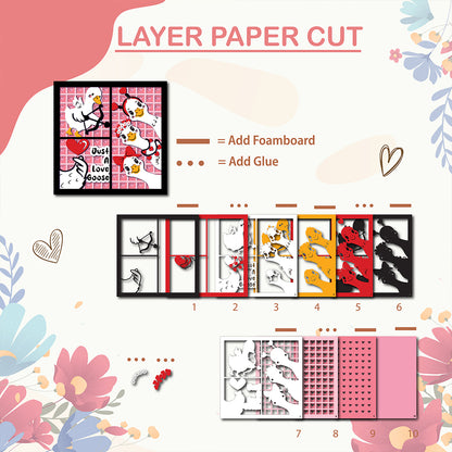 Goose Valentine – 3D Shadow Box SVG File for Cricut & Silhouette