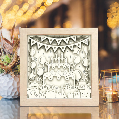 Happy Birthday 2 - 3D Birthday Papercut Lightbox File - Cricut File - VEKTOR KRAFT