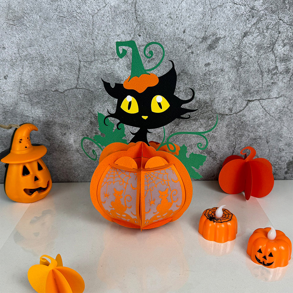 Pumpkin Cat - 3D Halloween Paper Lantern File - Cricut File  - VEKTOR KRAFT