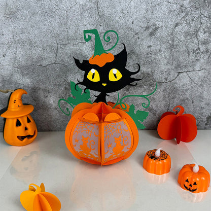 Pumpkin Cat - 3D Halloween Paper Lantern File - Cricut File  - VEKTOR KRAFT