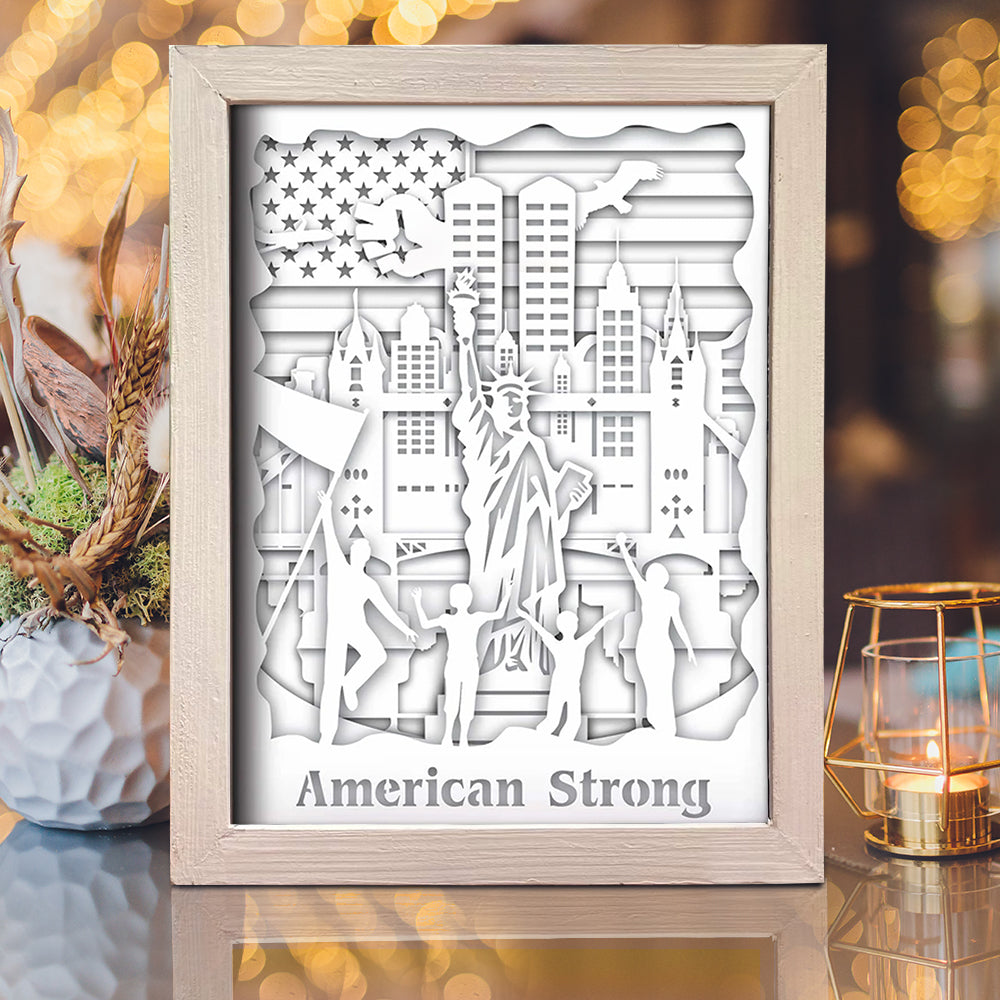 American Strong – 3D Lightbox SVG File for Cricut & Silhouette