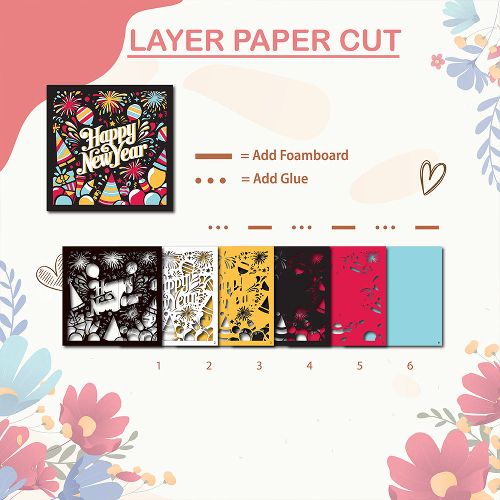 New Year – 3D Shadow Box SVG File for Cricut & Silhouette