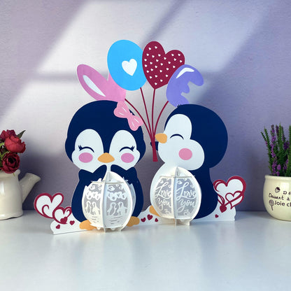 Penguin Couple – 3D Lantern SVG File for Cricut & Silhouette