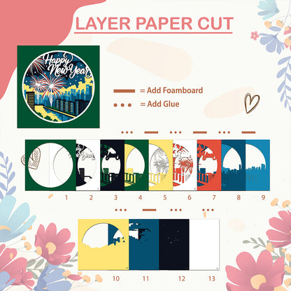 Happy New Year – 3D Shadow Box SVG File for Cricut & Silhouette