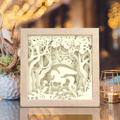 Unicorn In The Forest – 3D Lightbox SVG File for Cricut & Silhouette
