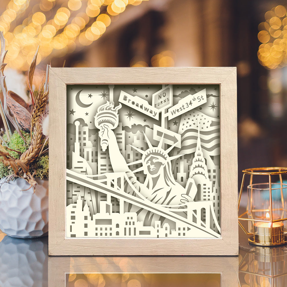 New York 3 – 3D Lightbox SVG File for Cricut & Silhouette