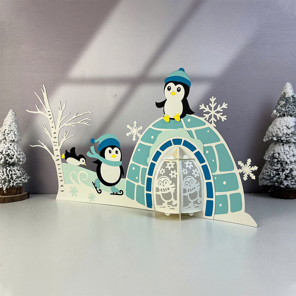 Penguin 4 - 3D Christmas Lantern File - Cricut File  - VEKTOR KRAFT