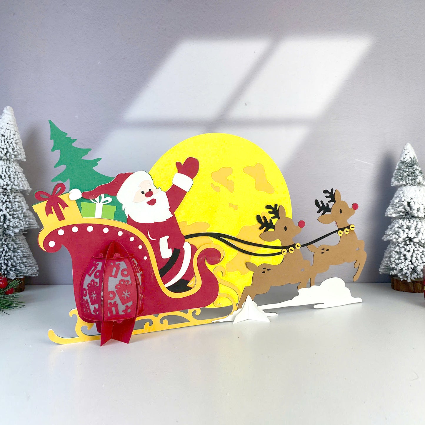 Santa's Sleigh - 3D Christmas Lantern File - Cricut File  - VEKTOR KRAFT