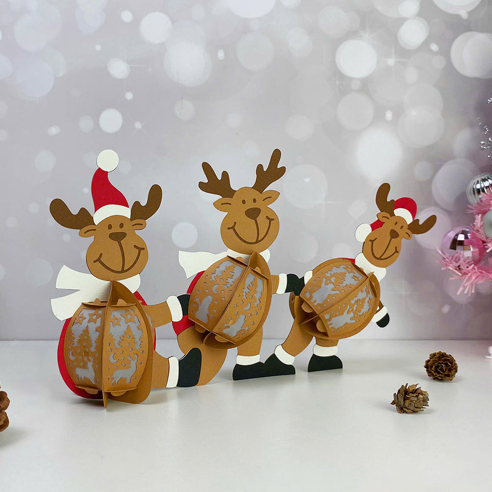 Reindeer 4 – 3D Lantern SVG File for Cricut & Silhouette