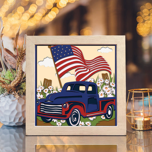 4th Of July Truck – 3D Shadow Box SVG File for Cricut & Silhouette