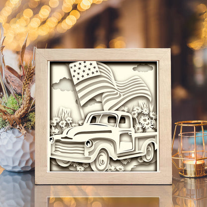 4th Of July Truck – 3D Shadow Box SVG File for Cricut & Silhouette