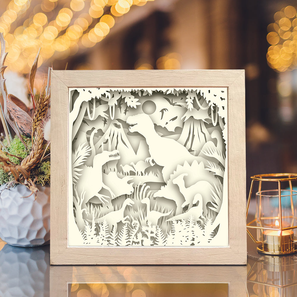 Dinosaurs 1 Square – 3D Lightbox SVG File for Cricut & Silhouette