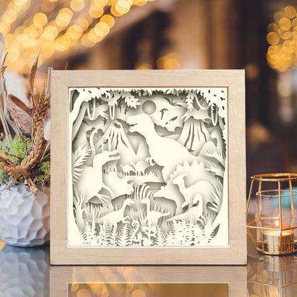 Dinosaurs 1 Square – 3D Lightbox SVG File for Cricut & Silhouette
