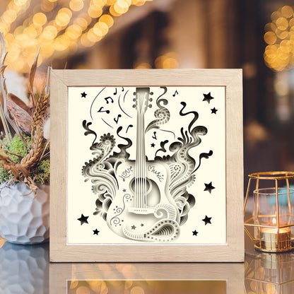 Guitar Square – 3D Lightbox SVG File for Cricut & Silhouette