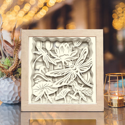 Dragonfly Square – 3D Lightbox SVG File for Cricut & Silhouette