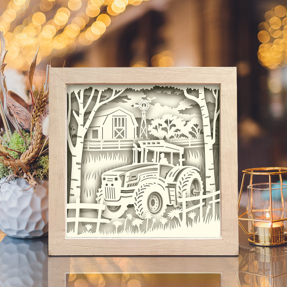 Tractor Square – 3D Lightbox SVG File for Cricut & Silhouette