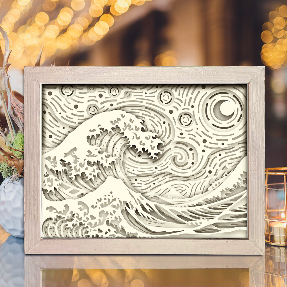 The Great Wave – 3D Lightbox SVG File for Cricut & Silhouette