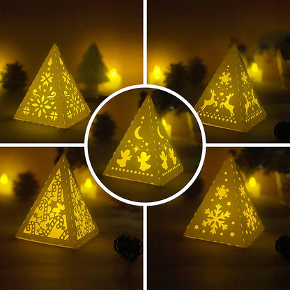 Pack 5 Christmas - 3D Pyramid Lantern File  - Cricut File  - VEKTOR KRAFT
