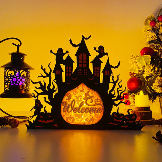 Halloween Welcome – 3D Haunted Castle Box  File - Cricut File - VEKTOR KRAFT