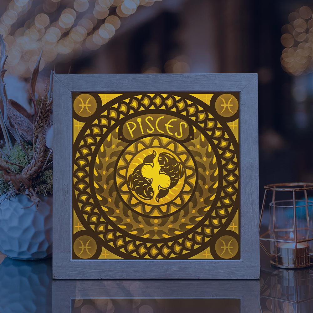 Pisces – 3D Lightbox SVG File for Cricut & Silhouette