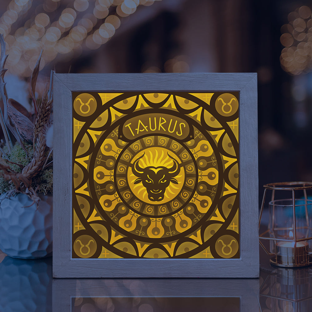 Taurus – 3D Lightbox SVG File for Cricut & Silhouette
