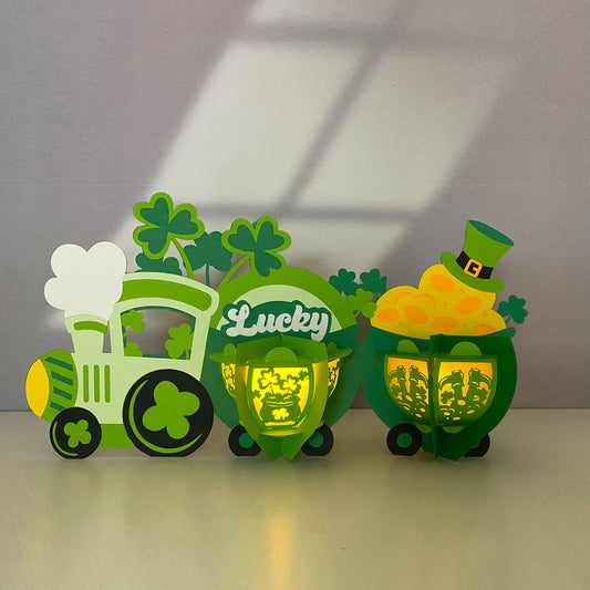 Patrick Day Train - 3D St. Patrick's Day Paper Cut Lantern File  - Cricut File  - VEKTOR KRAFT